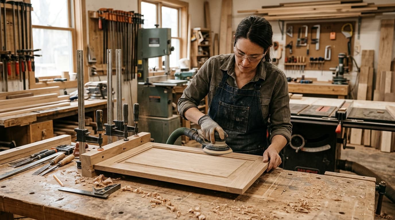 Professional cabinet maker at work