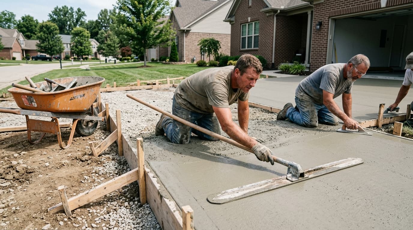 Professional concrete contractor at work