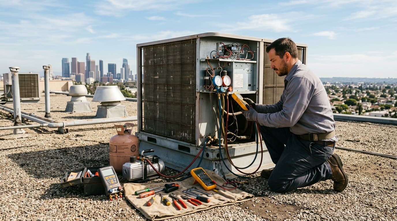 Professional hvac contractor at work