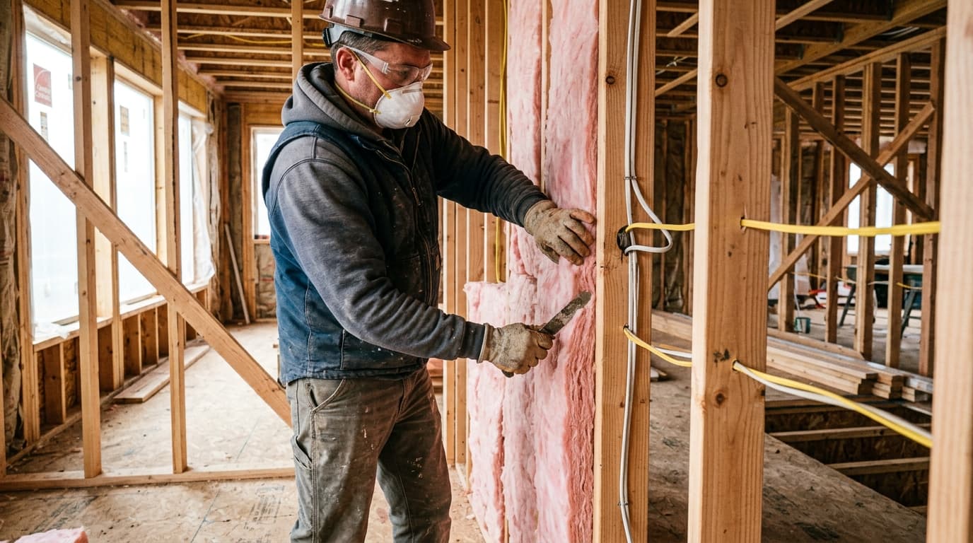 Professional insulation contractor at work