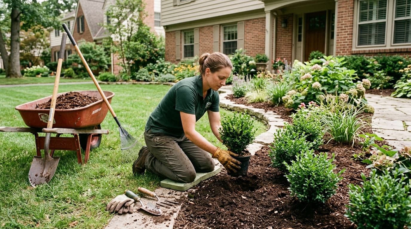Professional landscaper at work