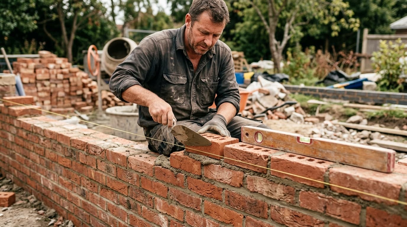Professional mason at work