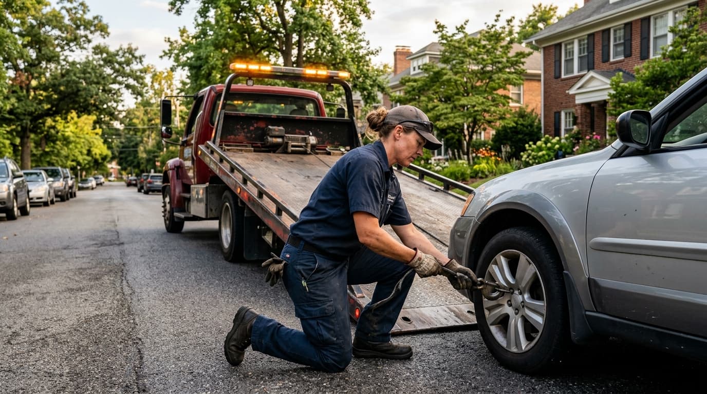 Professional towing company at work