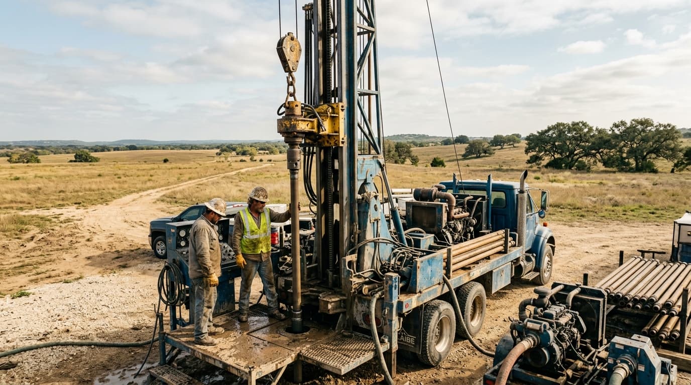 Professional well drilling contractor at work