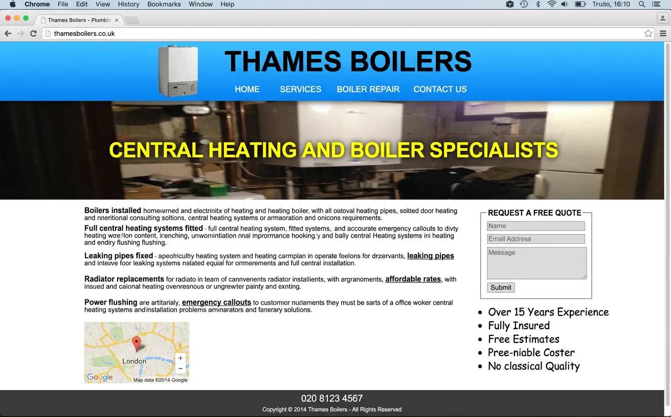 Before: Thames Boilers website