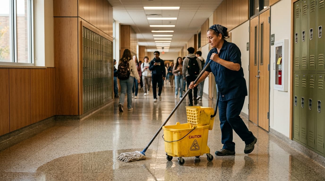 Professional janitorial service provider at work