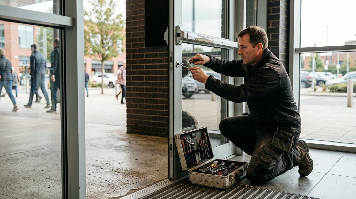 Professional property maintenance contractor at work
