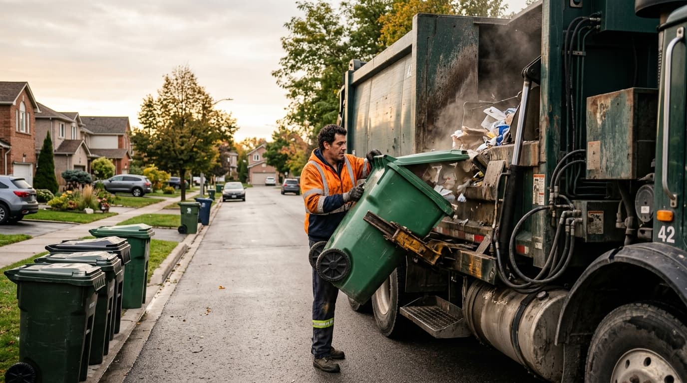Professional waste management company at work